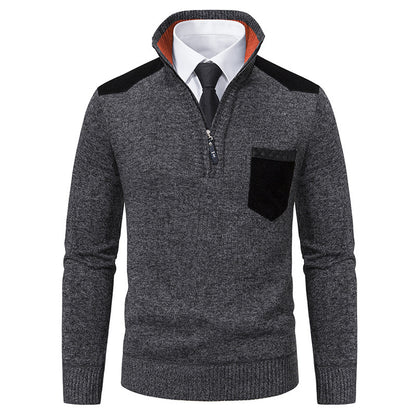 Fashionable men's pullover with short zipper and elegant details Chic and Style
