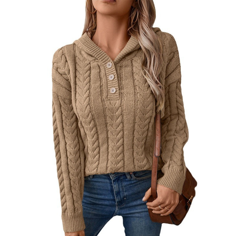 Pull à capuche en tricot pour femmes avec motif en torsades Chic und Stil