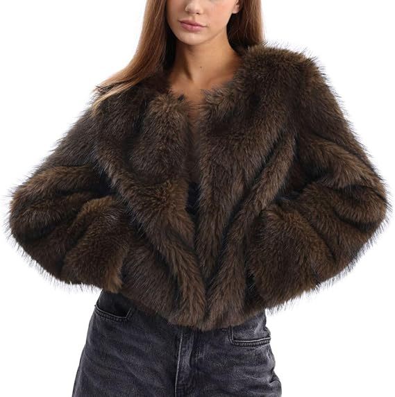 Ladies Padded Faux Fur Jacket Chic and Style