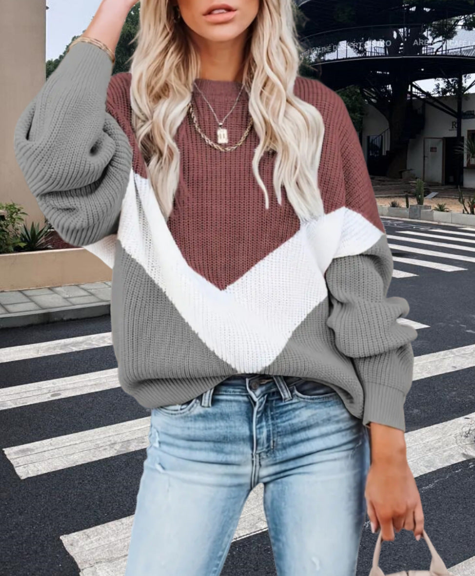 Dames pull à tricoter tendance avec motif innovant et manches larges Chic und Stil