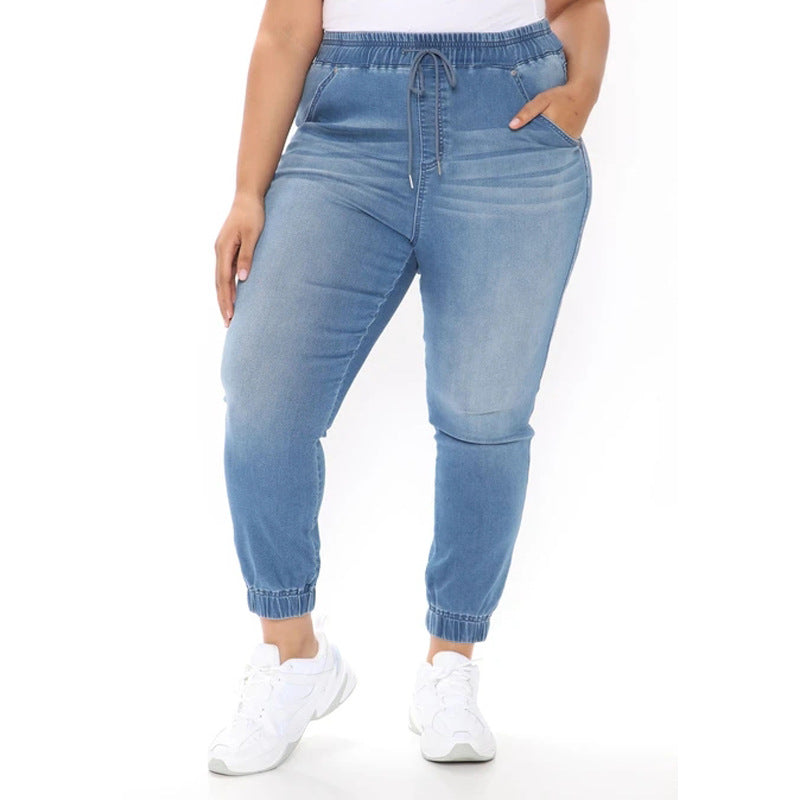 Comfortable women's denim pants with elastic waistband Chic and Style
