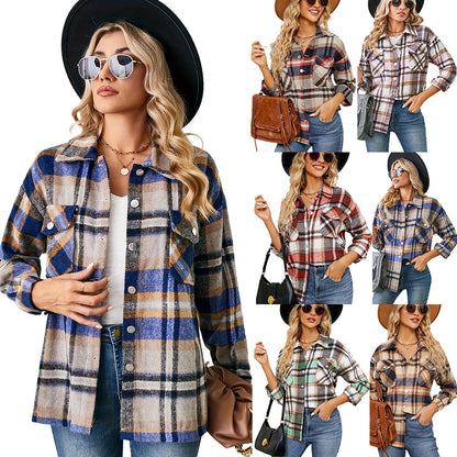 Chemise oversize à carreaux pour femmes en flanelle douce Chic und Stil