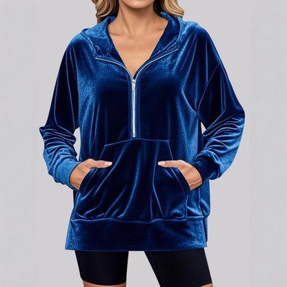 Pull en velours pour femme avec col montant et poches pratiques Chic und Stil