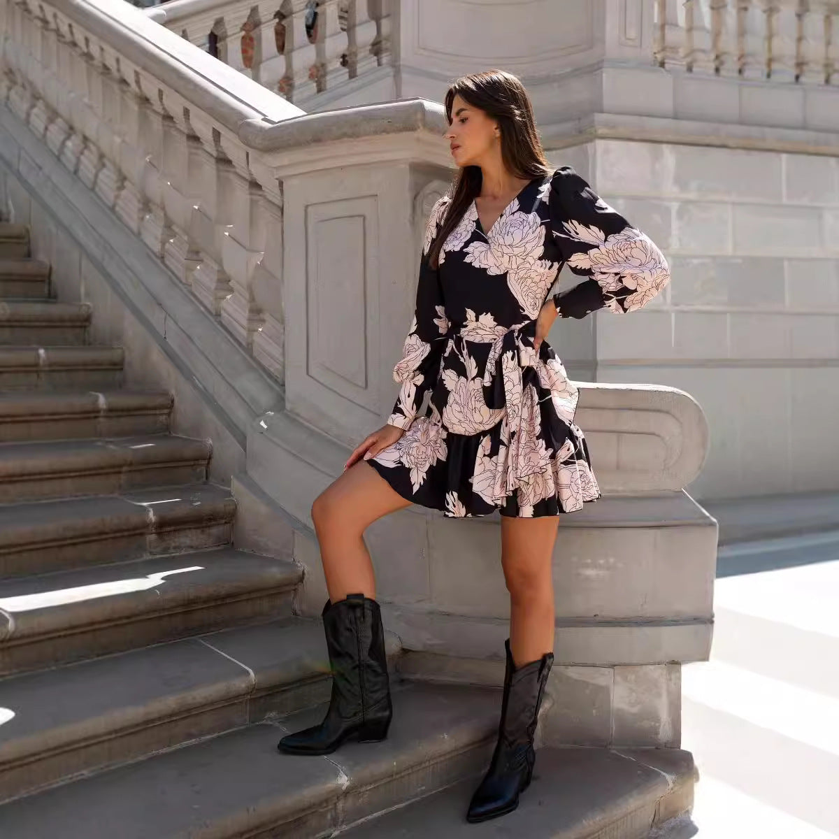 Robe chemise pour femmes avec des manches volumineuses et une coupe ludique Chic und Stil