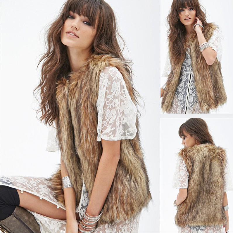 Dames Gilet en fausse fourrure douce avec coupe ouverte et doublure intérieure douce Chic und Stil