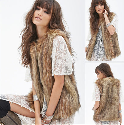 Dames Gilet en fausse fourrure douce avec coupe ouverte et doublure intérieure douce Chic und Stil