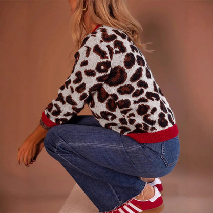 Pull femme à motif léopard et emmanchures contrastantes Chic und Stil