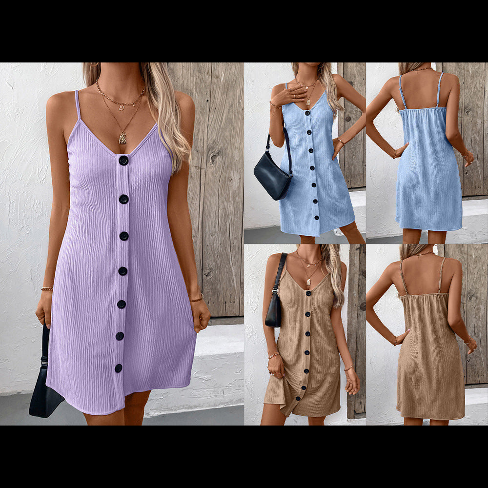 Robe sans manches pour femmes avec des fines côtes et décolleté en V Chic und Stil