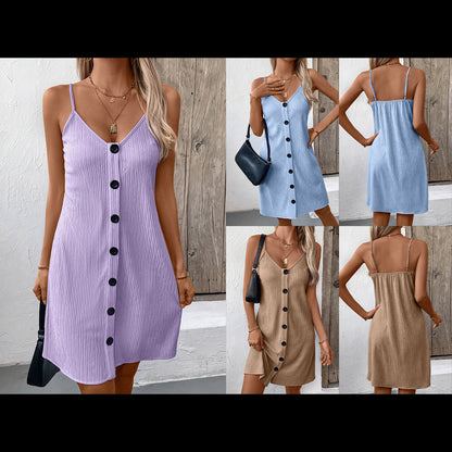 Robe sans manches pour femmes avec des fines côtes et décolleté en V Chic und Stil
