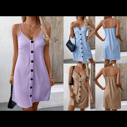 Robe sans manches pour femmes avec des fines côtes et décolleté en V Chic und Stil