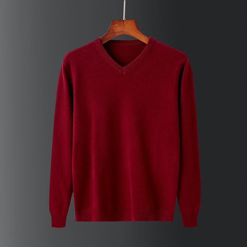 Pull homme élégant en laine fine à col en V Chic und Stil