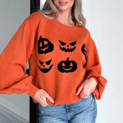 Pull oversize pour femmes avec motif Halloween joyeux Chic und Stil