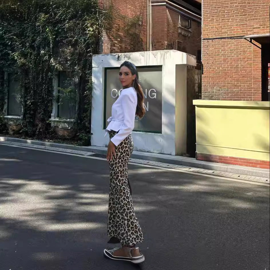 Chic and Style Women's Fabric Animal Print Pants