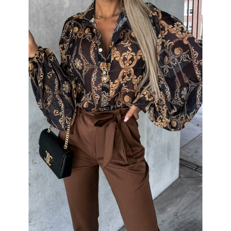 Blouse femmes avec impression florale et manches cloche Chic und Stil