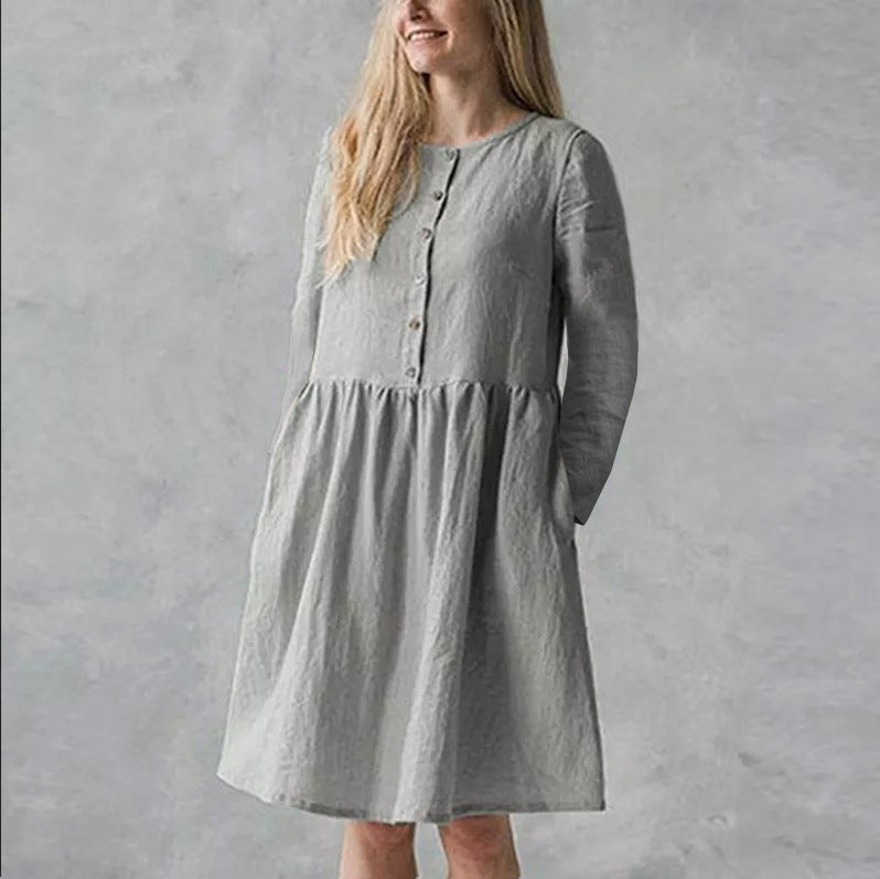 Robe décontractée pour femmes avec fermeture à boutons et jupe volumineuse Chic und Stil