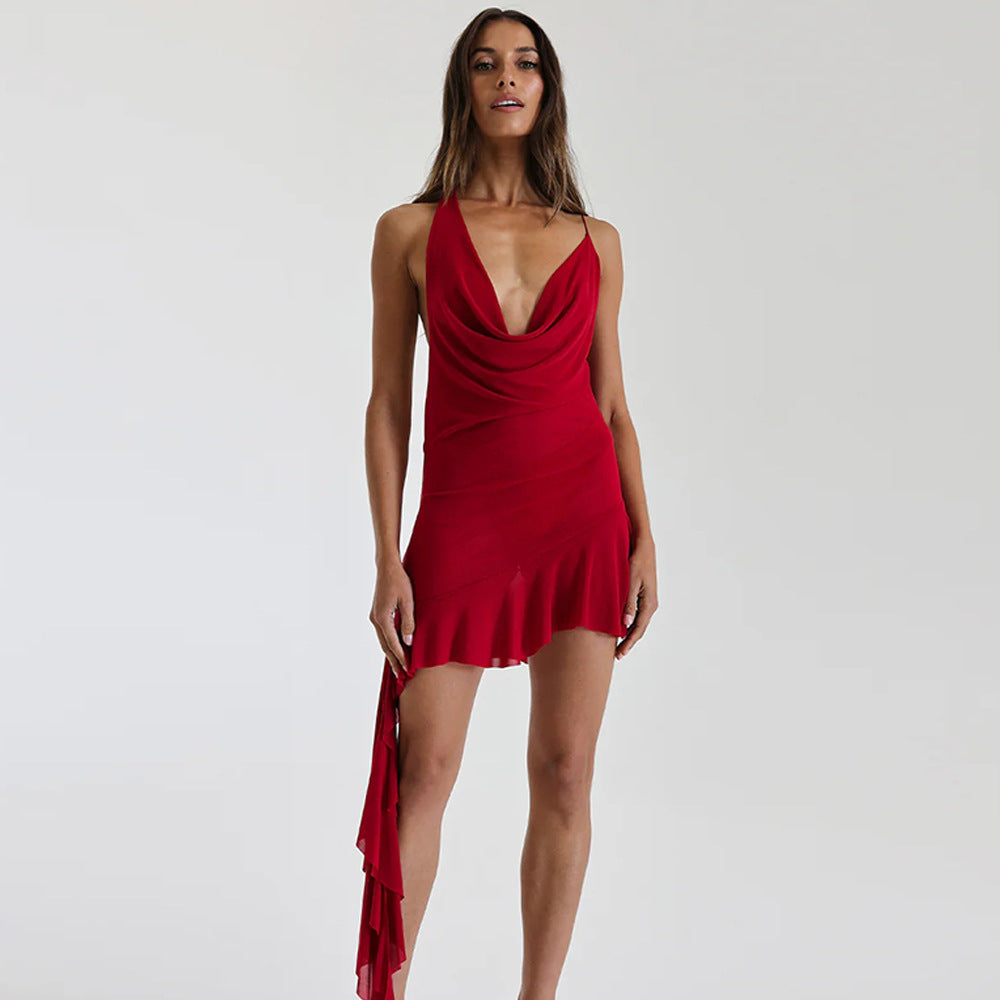 Robe mini dos nu pour femme avec design fluide et ourlet asymétrique Chic und Stil