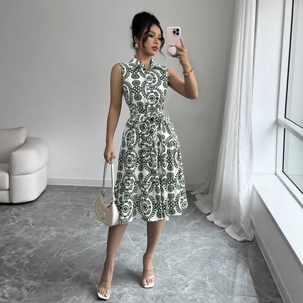 Robe A-line sans manches pour femmes avec ceinture taille Chic und Stil