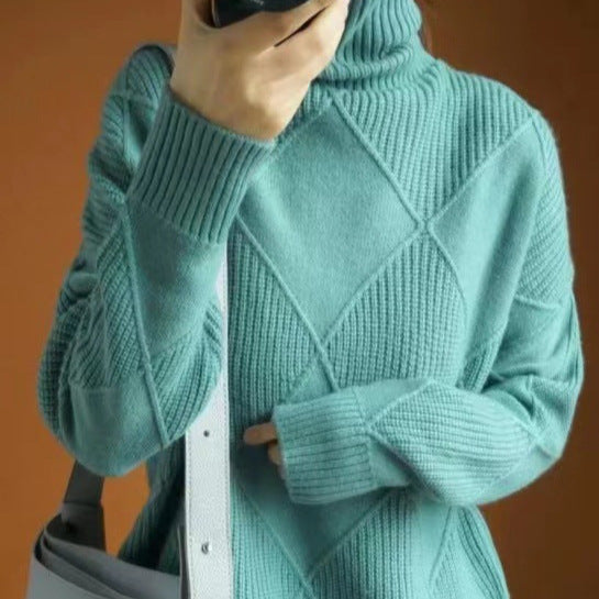 Pull oversized pour femmes avec col montant et design structuré Chic und Stil