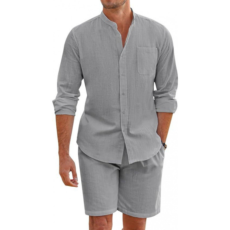 Chemise en lin légère pour hommes avec shorts assortis Chic und Stil