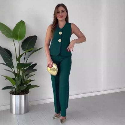 Dames Ensemble Blazer Deux Pièces Élégant avec Silhouette Féminine et Détails Tendance Chic und Stil