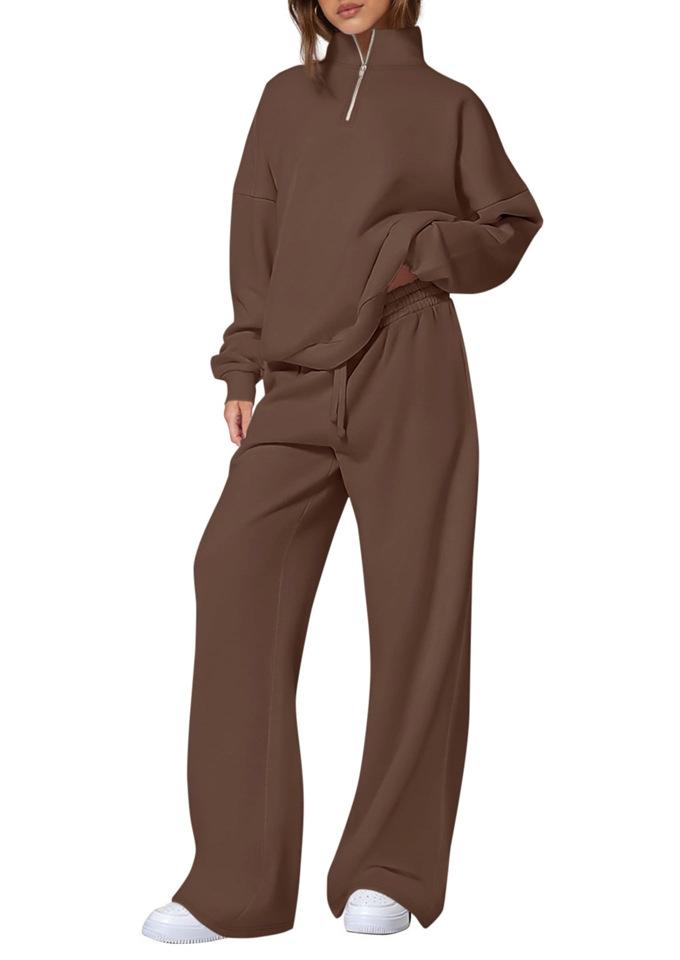 Ensemble de sweatpants décontracté pour femmes avec col montant et fermeture éclair Chic und Stil