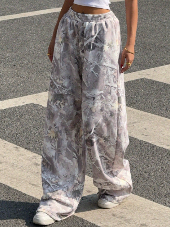 Women Wide Printed Pants with Elastic Waist Chic and Style