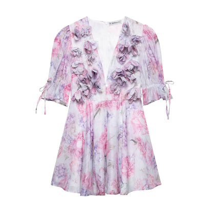 Robe d'été ludique pour femmes avec un design d'application 3D floral Chic und Stil