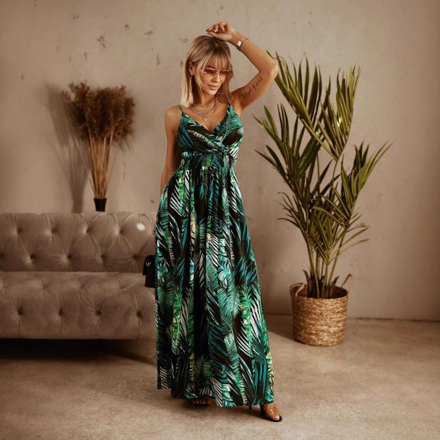 Chic and stylish tropical print maxi dress for women 1751348966