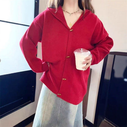 Dames gilet élégant avec capuche et boutons décoratifs Chic und Stil