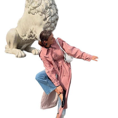 Dames élégant trench-coat avec col haut et fentes latérales Chic und Stil