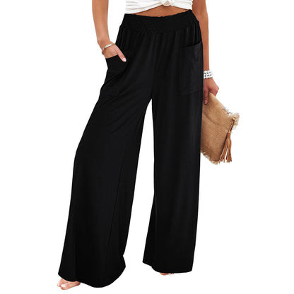 Women Wide Leg Palazzo Pants with Elastic Waist and Convenient Pockets Chic and Style