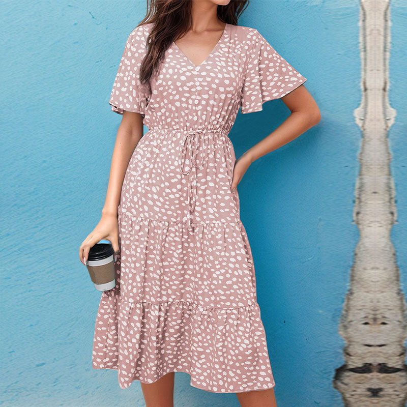Robe à col en V superposée pour femmes avec ceinture taille Chic und Stil