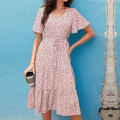 Robe à col en V superposée pour femmes avec ceinture taille Chic und Stil