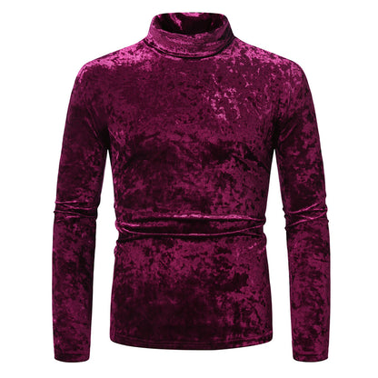 Pull-over élégant pour homme à col roulé en tissu velouté Chic und Stil