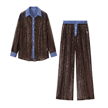 Dames Ensemble de pyjama glamour en sequins Chic und Stil
