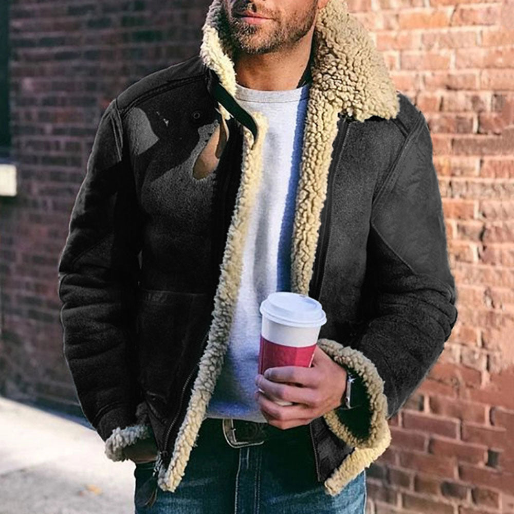Veste en cuir pour hommes avec doublure chaude et poches pratiques Chic und Stil