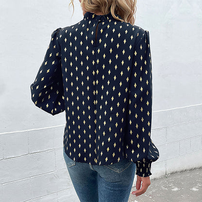 Chemisier élégant pour femmes avec des imprimés à la mode et des manches ballons Chic und Stil