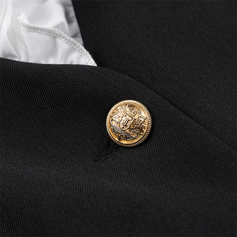 Dames Élégante Veste Blazer avec Détails Volants et Fermeture Boutonnée Chic und Stil