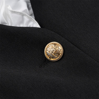 Dames Élégante Veste Blazer avec Détails Volants et Fermeture Boutonnée Chic und Stil