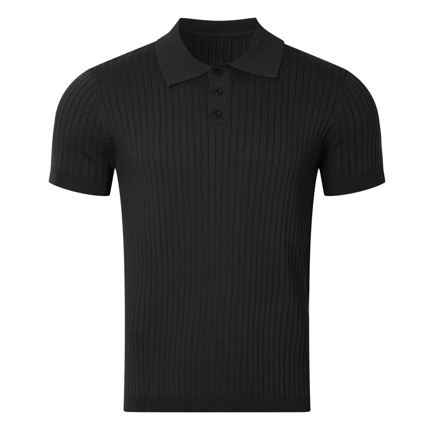 Chemise polo en coton pour hommes avec design à côtes texturé et élégant col Chic und Stil