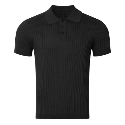 Chemise polo en coton pour hommes avec design à côtes texturé et élégant col Chic und Stil