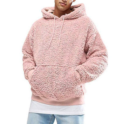 Men's Casual Teddy-Fleece Hoodie with Practical Kangaroo Pockets and Adjustable Drawstring Chic and Style