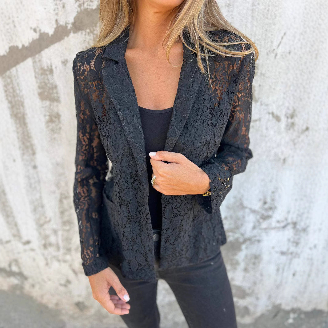 Blazer en Dentelle Transparent pour Femme Chic und Stil
