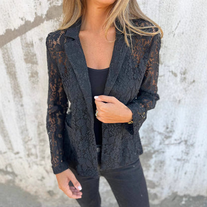 Blazer en Dentelle Transparent pour Femme Chic und Stil