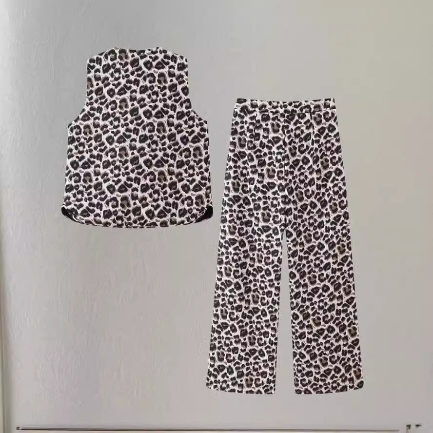 Women Large Leopard Print Chic Pants