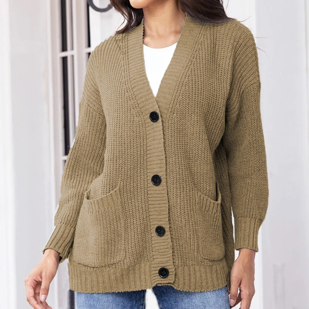 Cardigan en gros tricot pour femme avec poches pratiques et coupe décontractée Chic und Stil