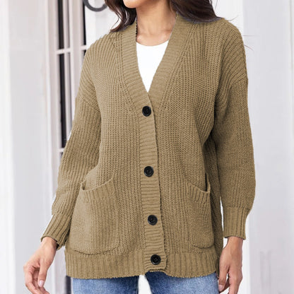 Cardigan en gros tricot pour femme avec poches pratiques et coupe décontractée Chic und Stil