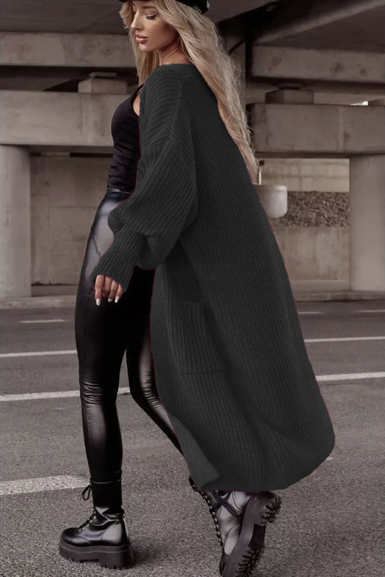 Dames Gros tricot Gilet avec design côtelé et grandes poches Chic und Stil