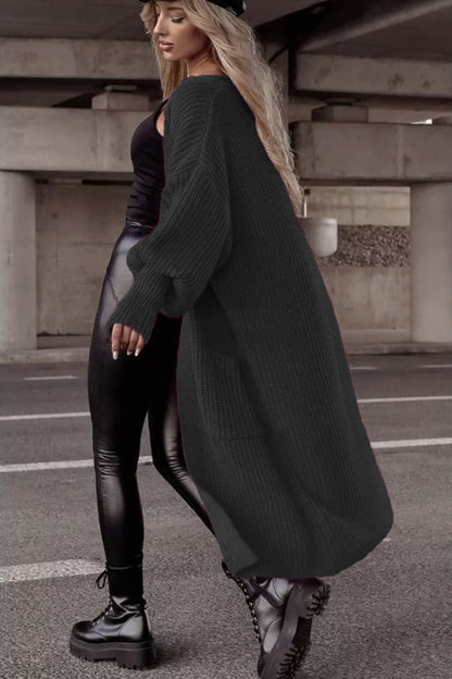 Dames Gros tricot Gilet avec design côtelé et grandes poches Chic und Stil