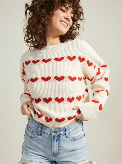 Pull confortable pour femmes avec motif en forme de cœur Chic und Stil